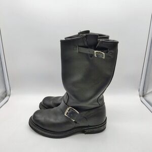 Carolina Men's Vintage Soft Toe Black Leather Engineer Motorcycle Boots Size 5.5